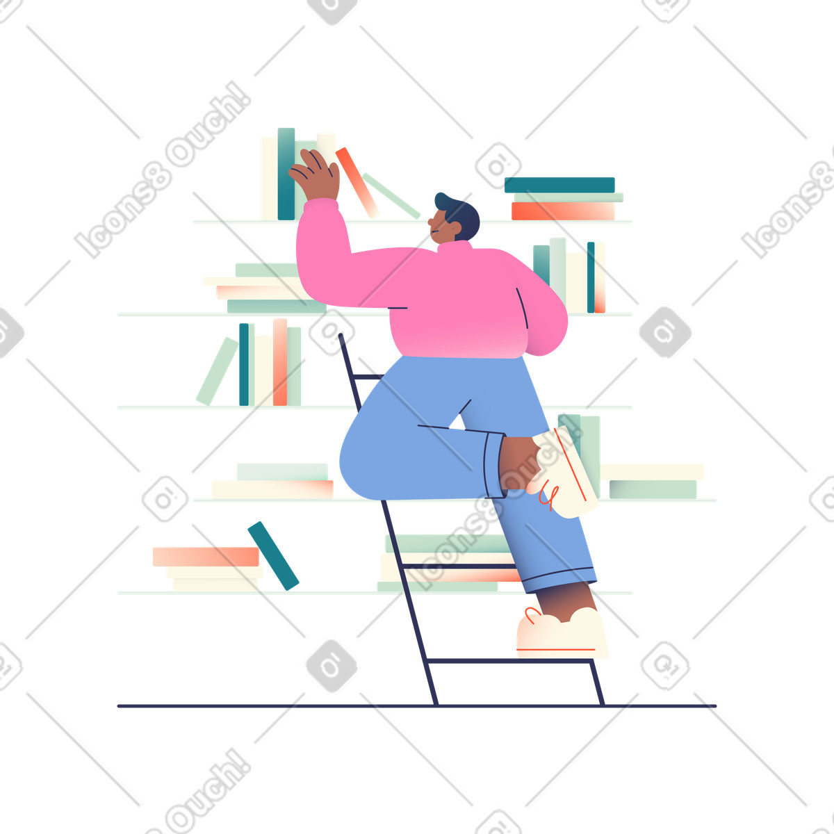 Man reaching for a book illustration college clipart educational graphics vector images