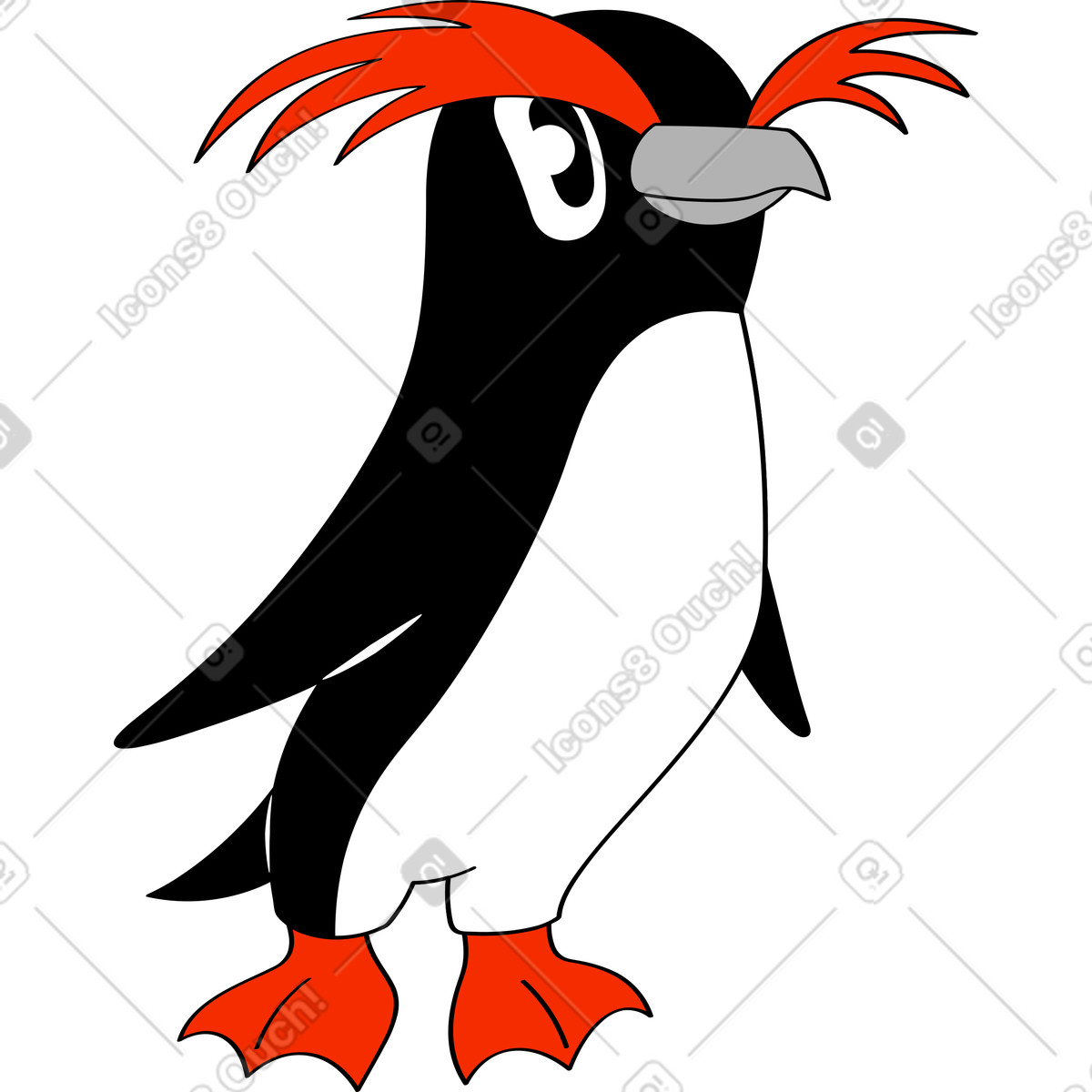 Ilustración Pingüino en estilo Looney a descargar en PNG y SVG