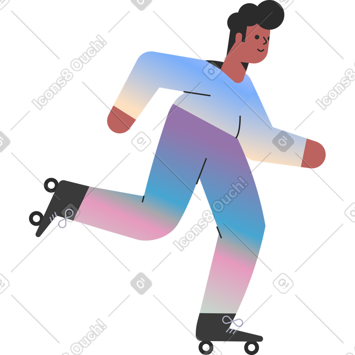 Иллюстрация Man rollerblading в стиле Marginalia — скачать в форматах PNG, SVG
