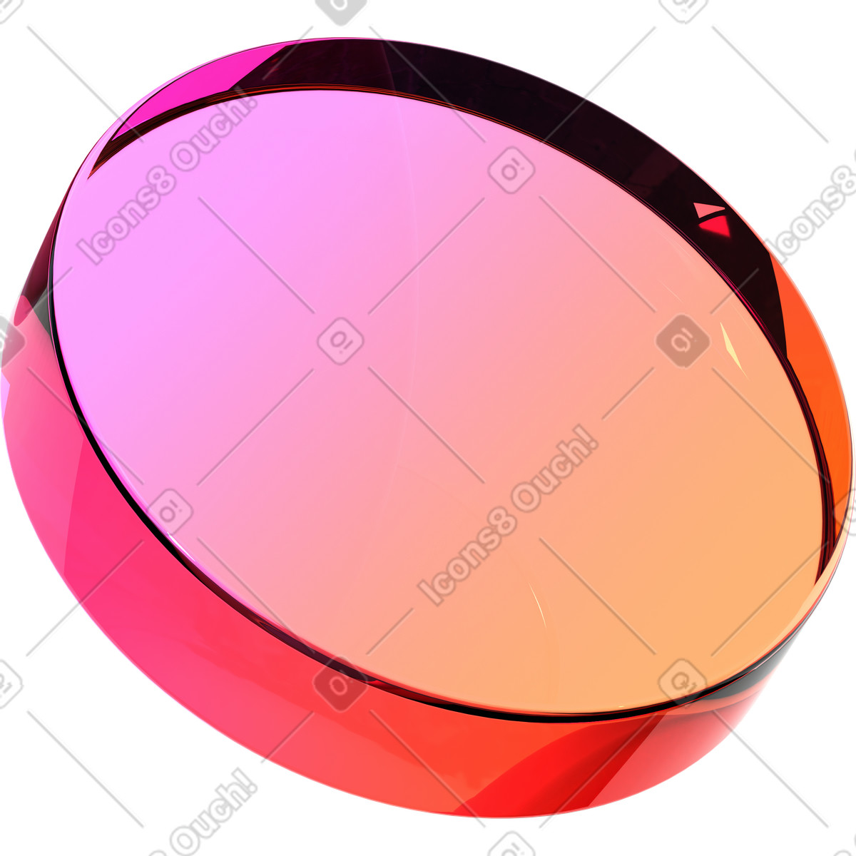 Translucent gradient lens illustration in 3D Glassy style download in PNG, SVG