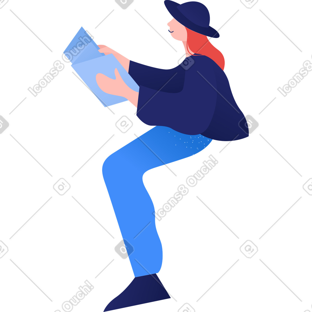 Frau-Illustration im Clip-Stil als Download in PNG, SVG