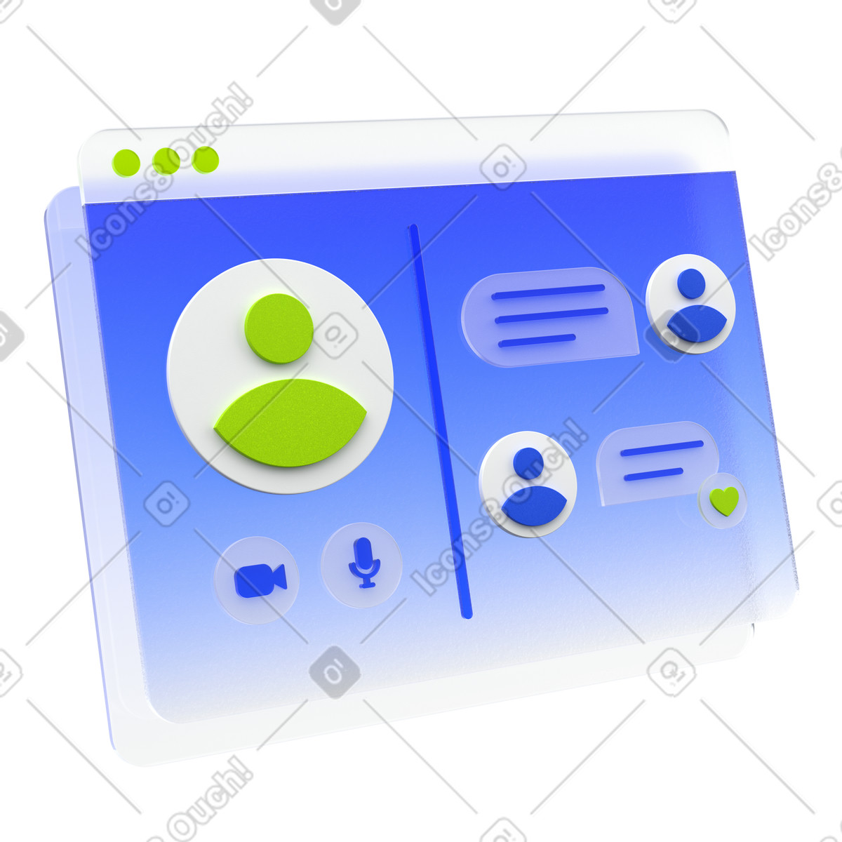 Team communication platform, Video call and chat, Remote collaboration ui illustration in PNG, SVG