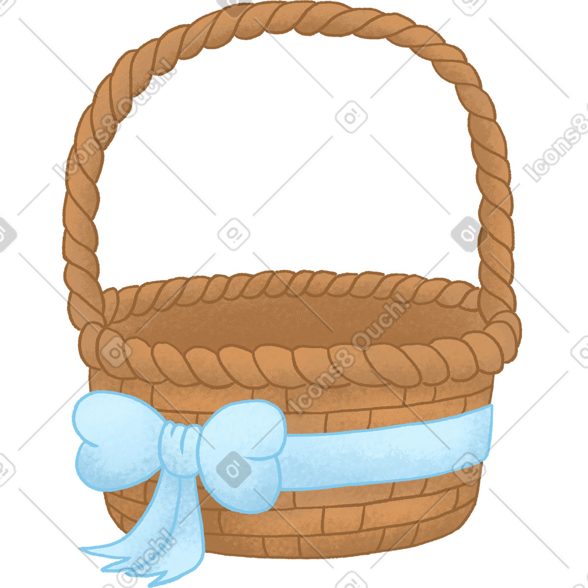 Basket with blue ribbon-Illustration im Hue-Stil als Download in PNG, SVG