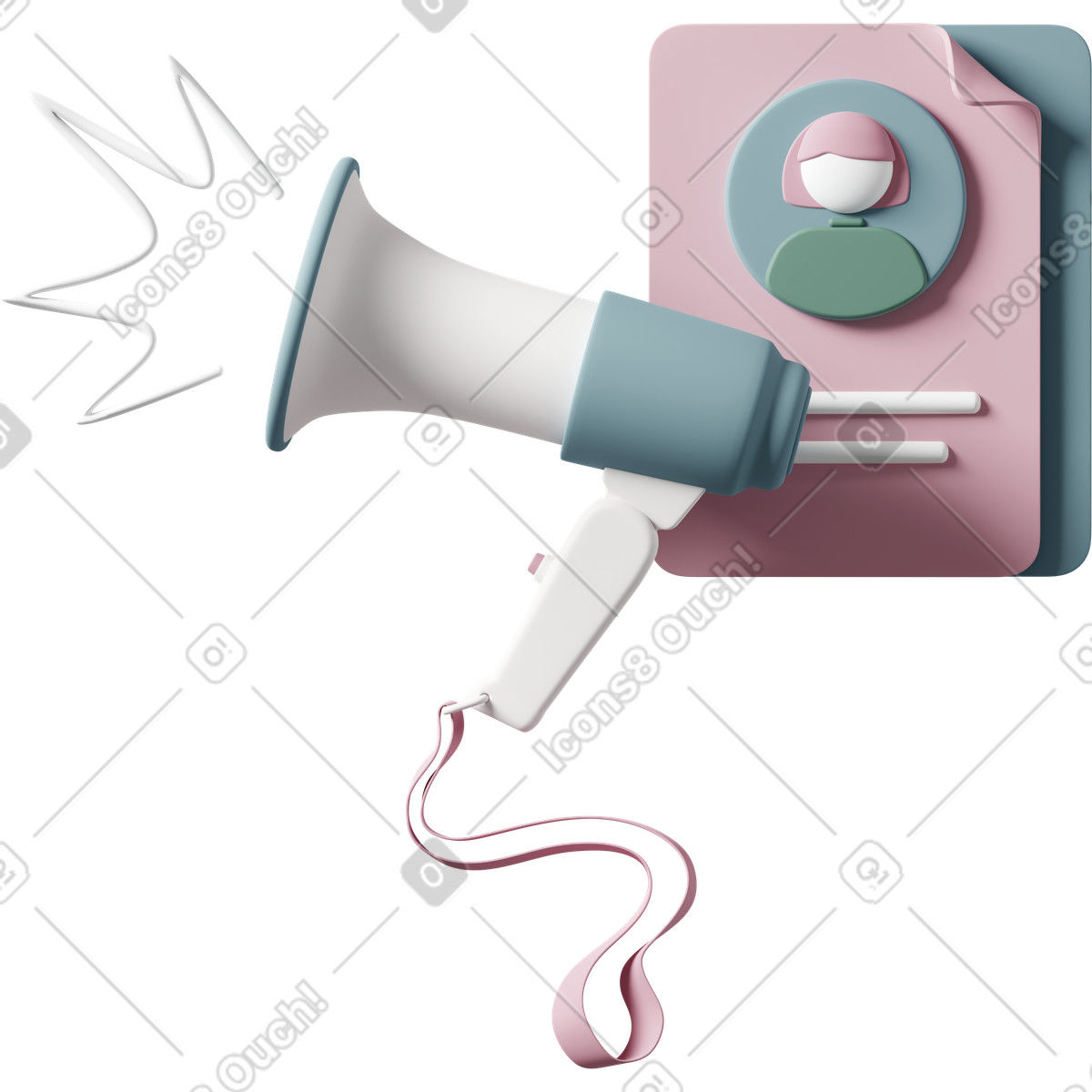 Illustration Megaphone hiring dans le style 3D Casual life à télécharger aux formats PNG, SVG