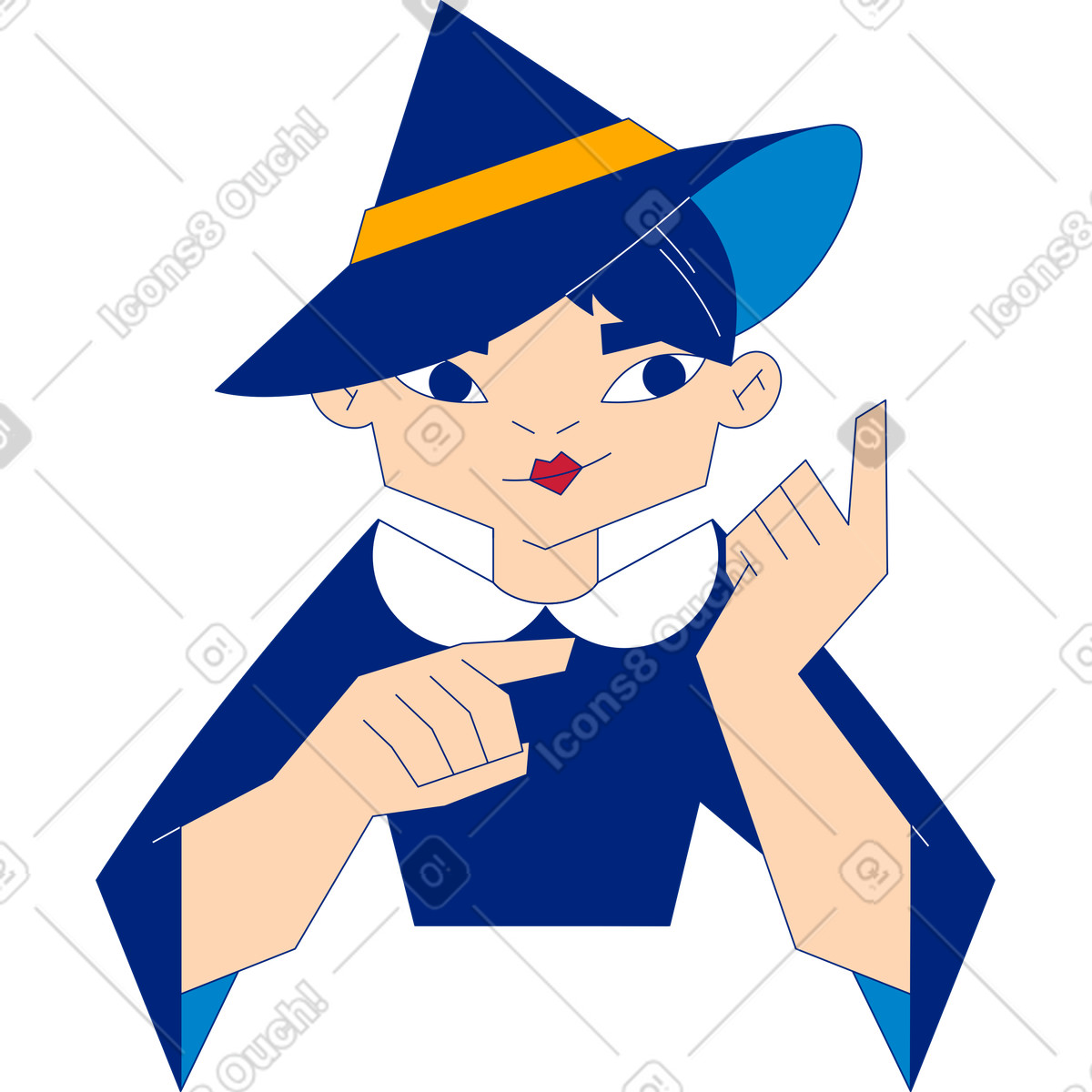 Witch upper body illustration in Neo-Sakura style download in PNG, SVG