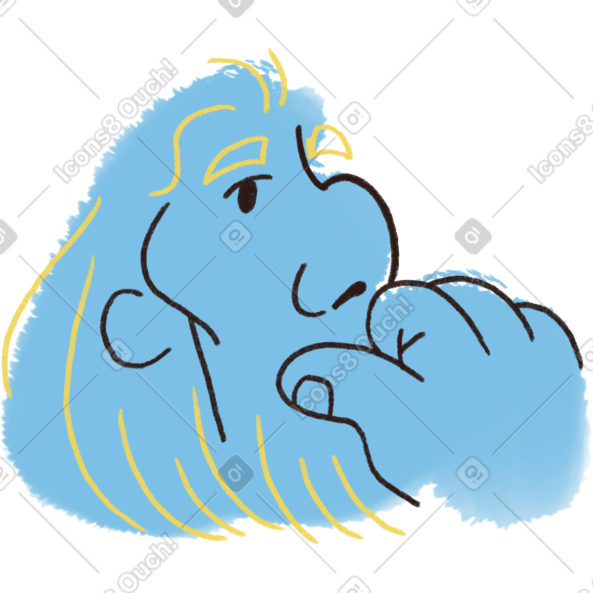 Thoughtful man illustration in Blobby style download in PNG, SVG