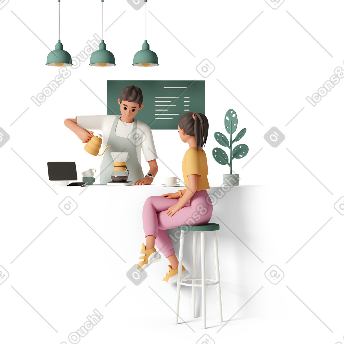 Ilustração de Guest in coffee shop em PNG e SVG