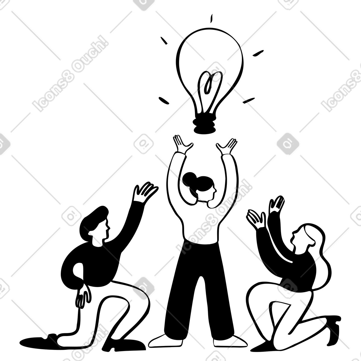 Team leader proposing great idea illustration in PNG, SVG