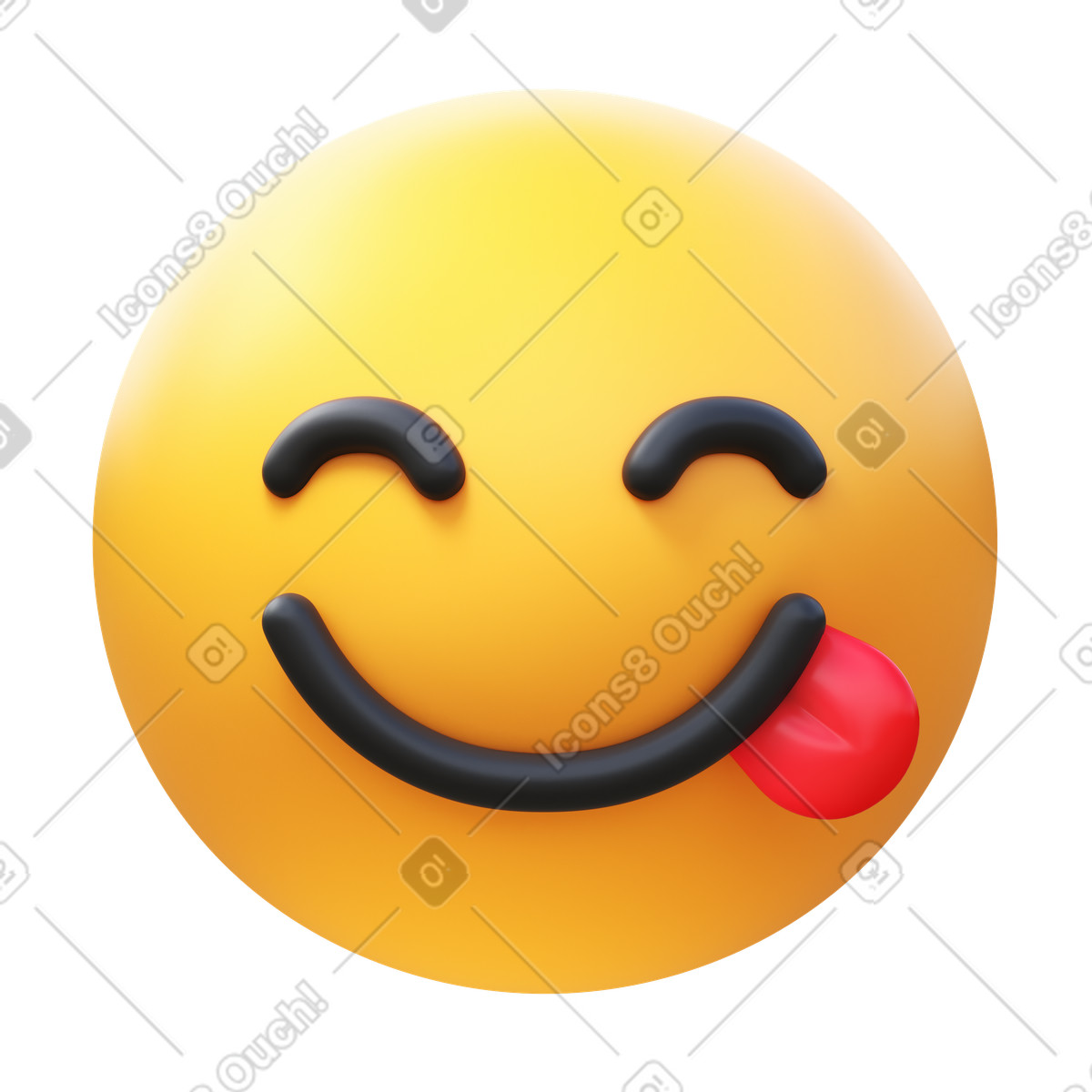 Ilustração de Rosto saboreando comida emoji em no estilo 3D Fluency para baixar em PNG, SVG