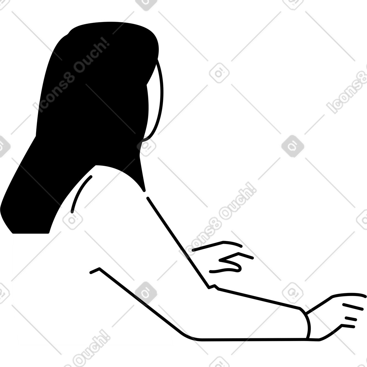下载 Weekday 风格的 坐着的女人的背影 插画，支持 PNG、SVG 格式