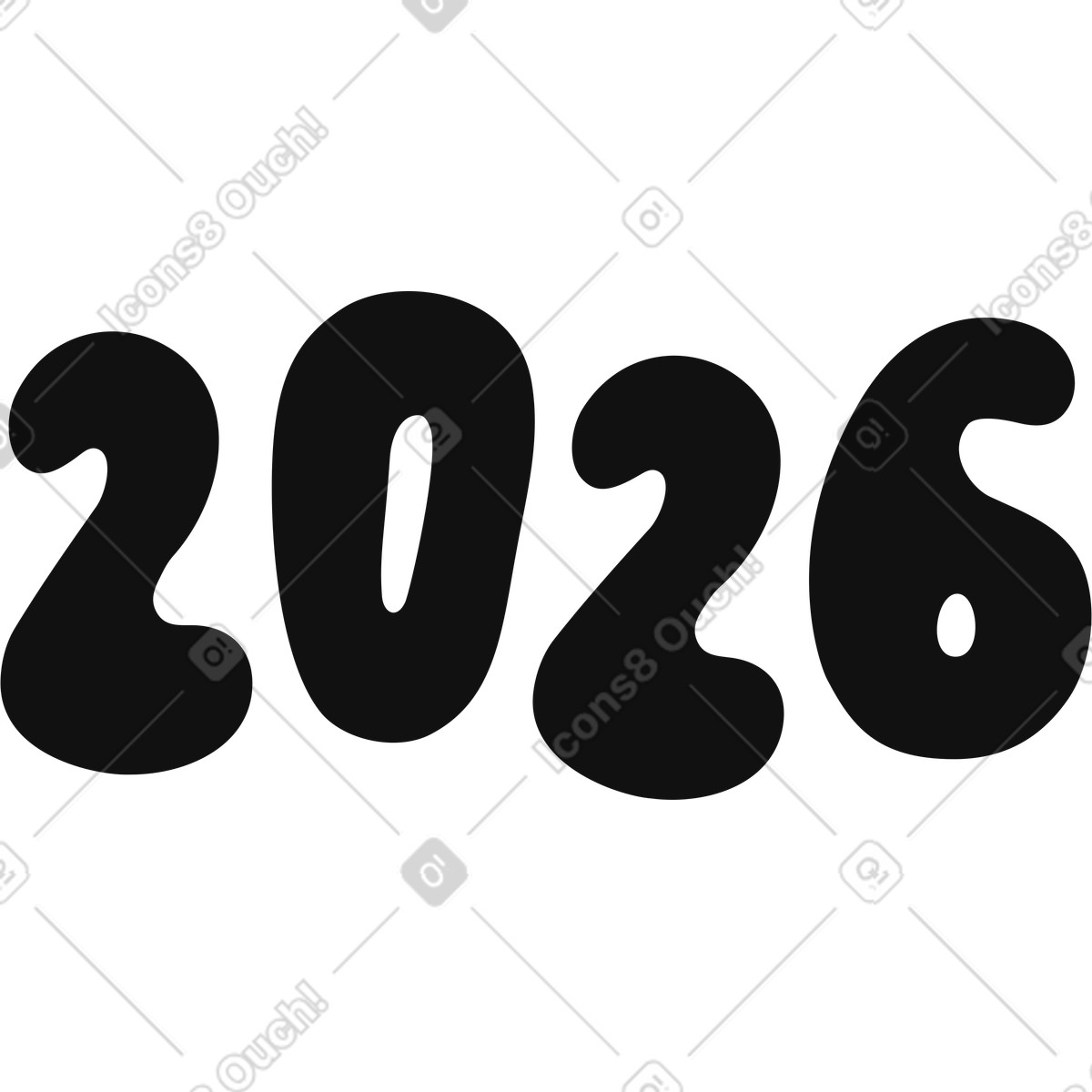 Year 2026 number illustration in Journal style download in PNG, SVG