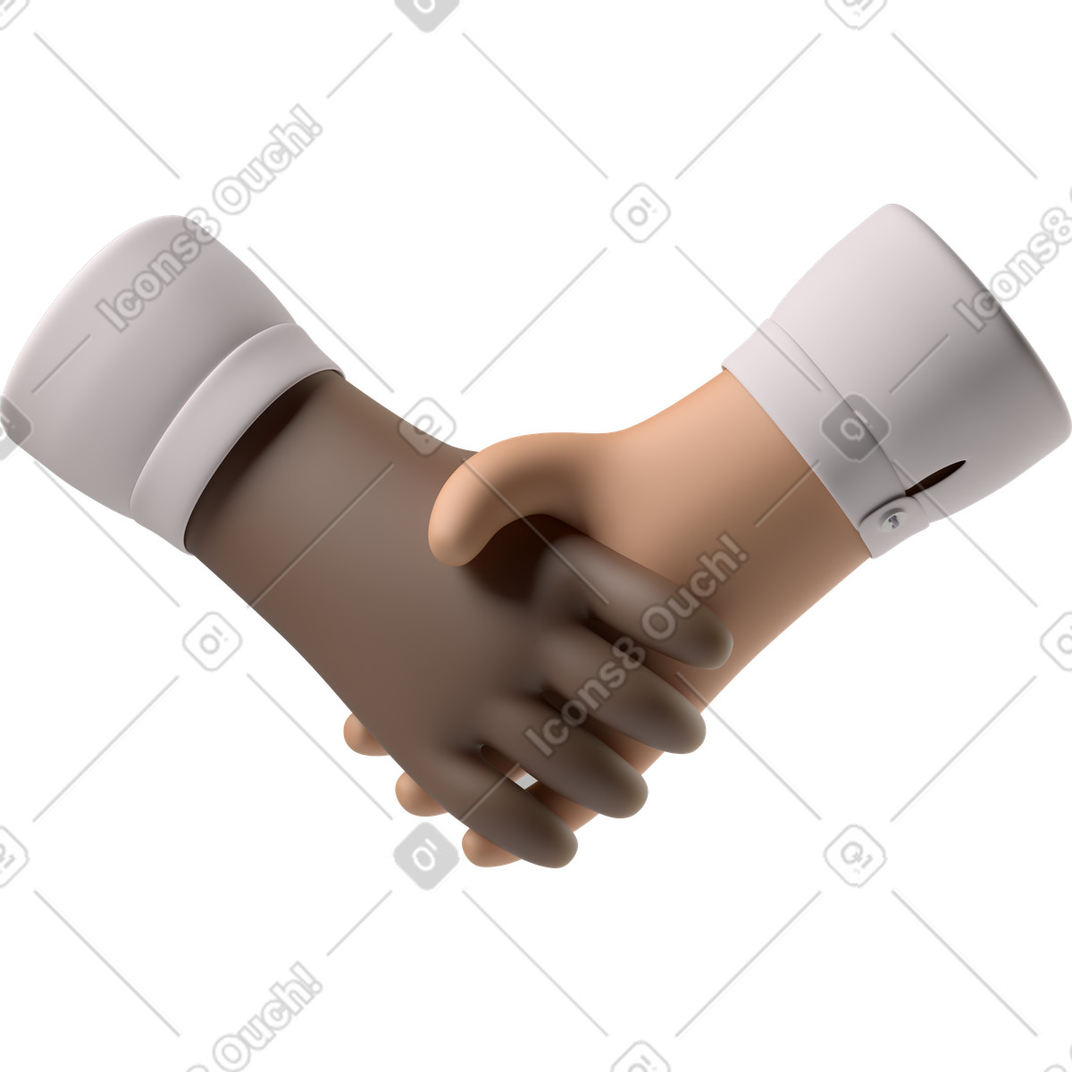 Stretta di mano pelle nera e mani abbronzata illustrazione in stile 3D Hands Fun&Wild scarica in PNG, SVG