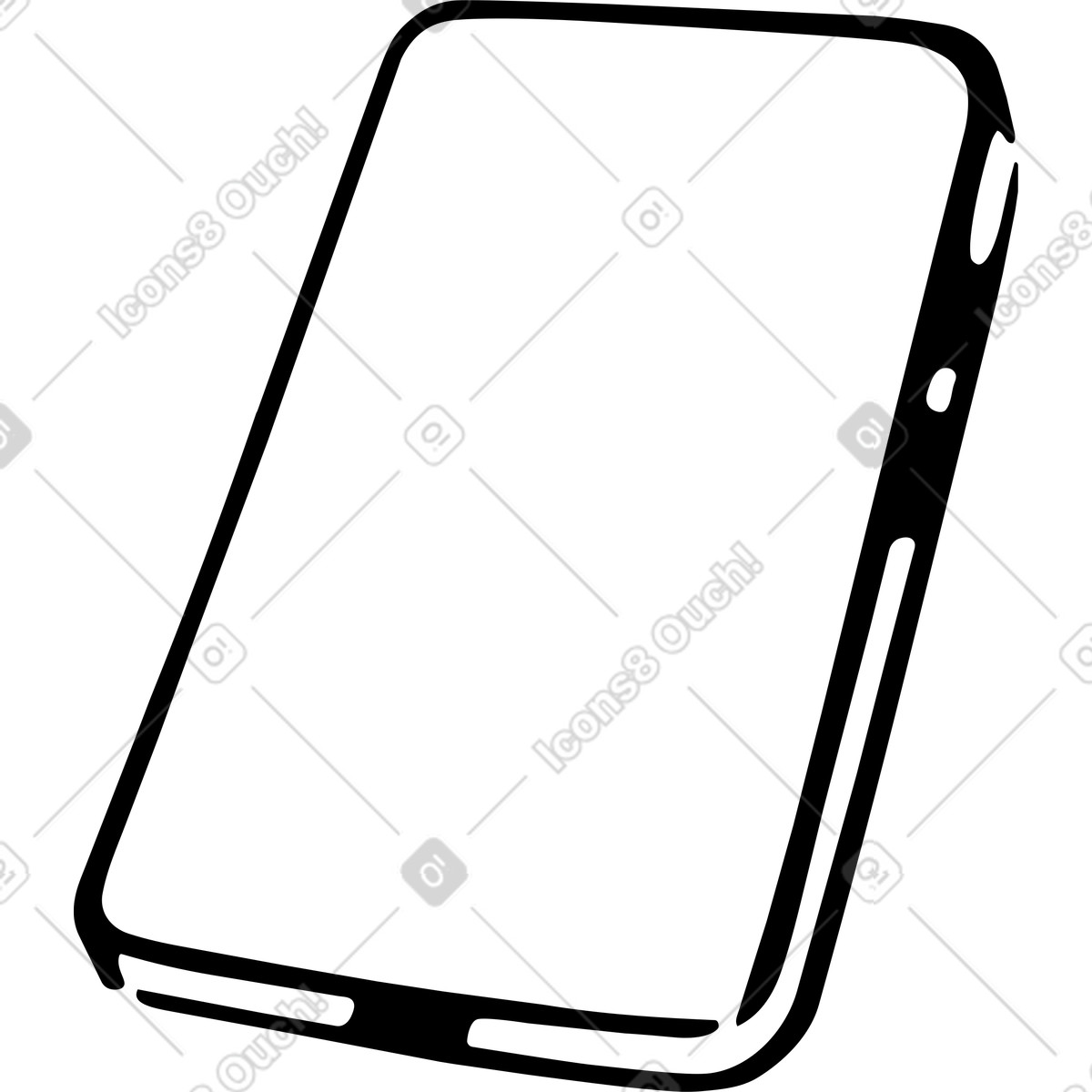 Mobile phone with blank screen illustration in Line style download in PNG, SVG