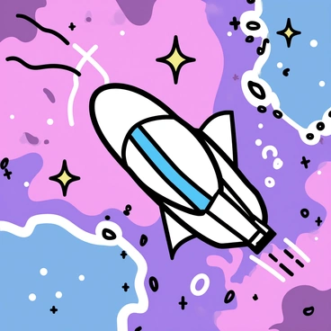 A spacecraft, featuring sleek and futuristic designs, is traveling through a vibrant nebula filled with swirling colors of pink, purple, and blue. The nebula is dense with clouds of gas and shimmering stars scattered throughout, creating a deep sense of space. The spacecraft emits a soft glow, reflecting the colors of the nebula around it.