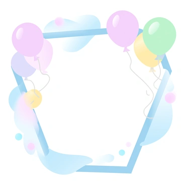 A whimsical frame is filled with a variety of colorful balloons of different shapes and sizes. The balloons are drifting upwards, each one showcasing a distinct pastel hue such as pink, blue, yellow, and green. They are tied to thin strings that swirl and twist in the air. The background features a smooth gradient transitioning from light blue at the bottom to soft pink at the top. The overall composition conveys a sense of playful movement as the balloons rise toward an undefined horizon.