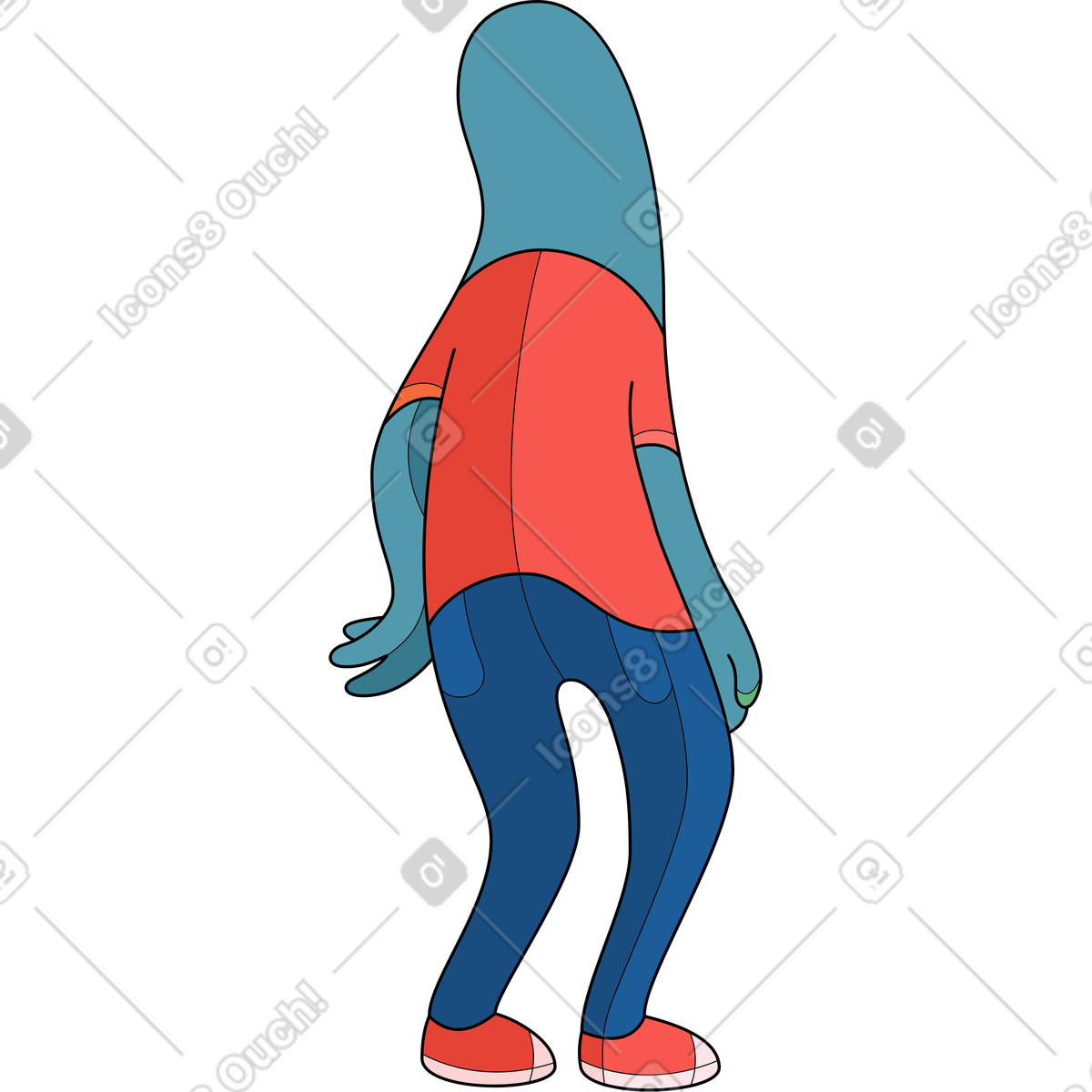 Ilustração de Man back thin standing em no estilo Surr para baixar em PNG, SVG