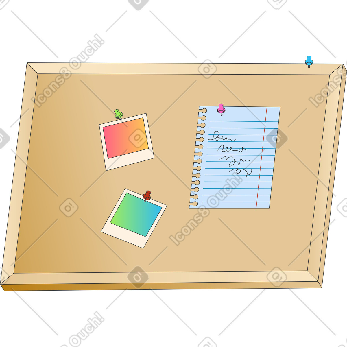 Cork board illustration in Kit style download in PNG, SVG