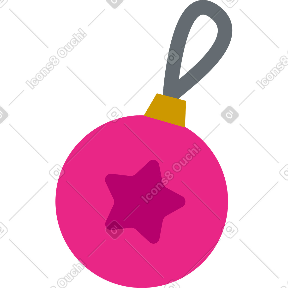 Illustration Décoration de noël rose avec étoile dans le style Active à télécharger aux formats PNG, SVG