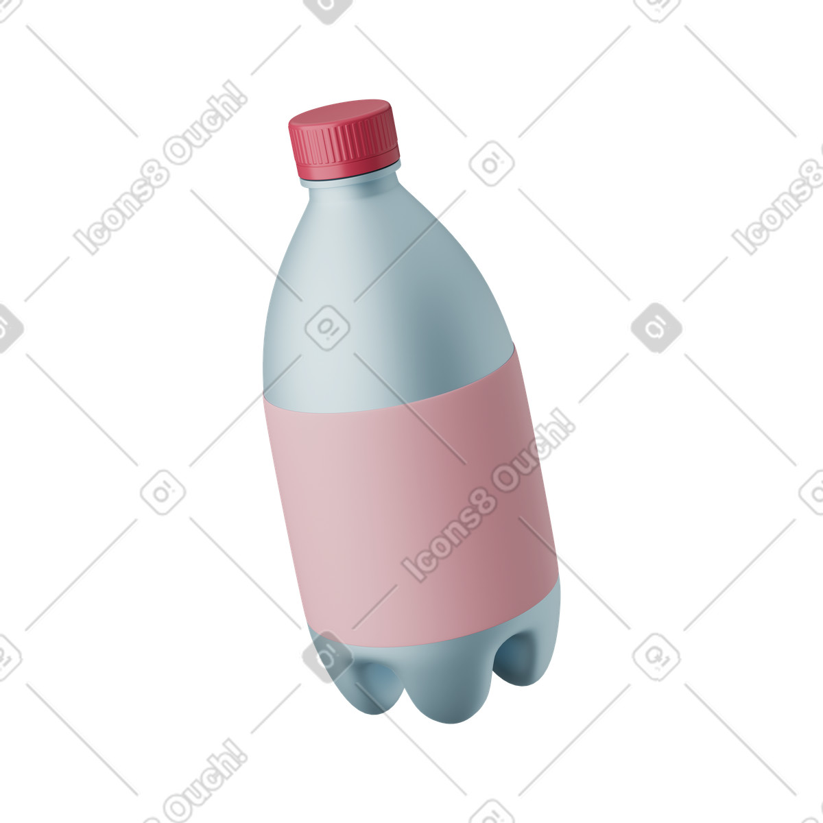 Ilustración Botella de plástico en estilo 3D Kindy a descargar en PNG y SVG