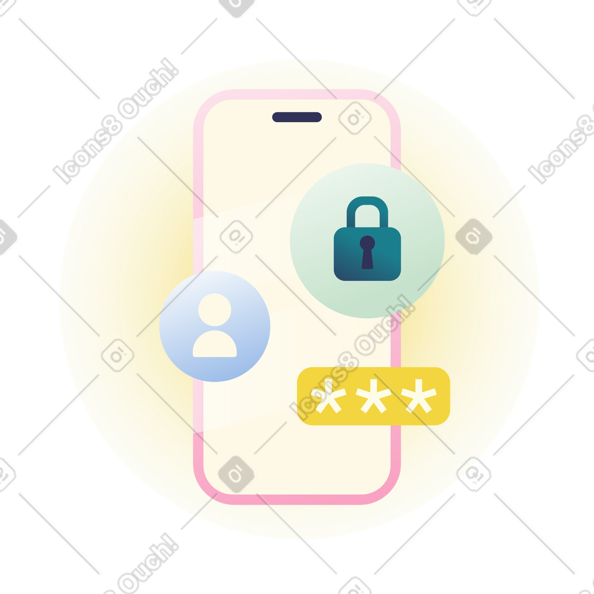 Ilustração de Segurança e proteção por senha no celular em estilo Beam para baixar em PNG, SVG