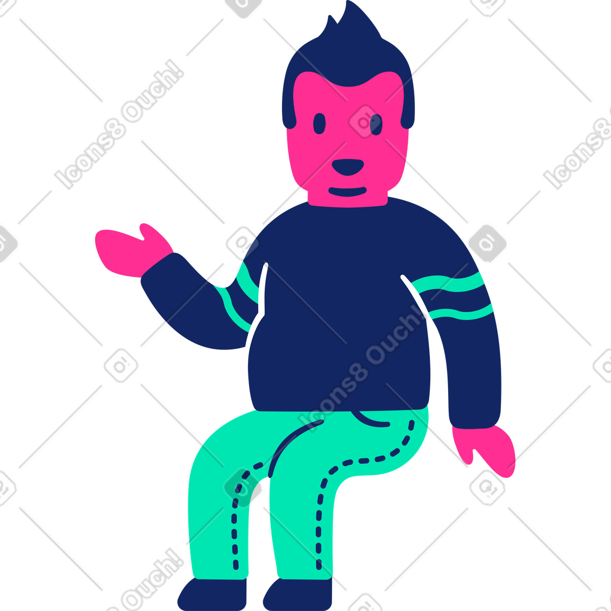 下载 Cyborg 风格的 胖子坐着 插画，支持 PNG、SVG 格式