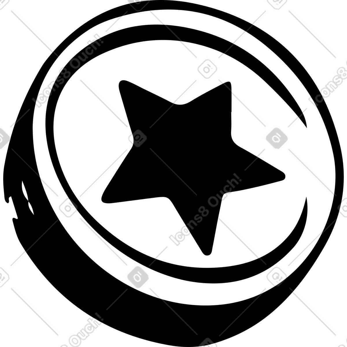 下载 Line 风格的 有星星的硬币 插画，支持 PNG、SVG 格式