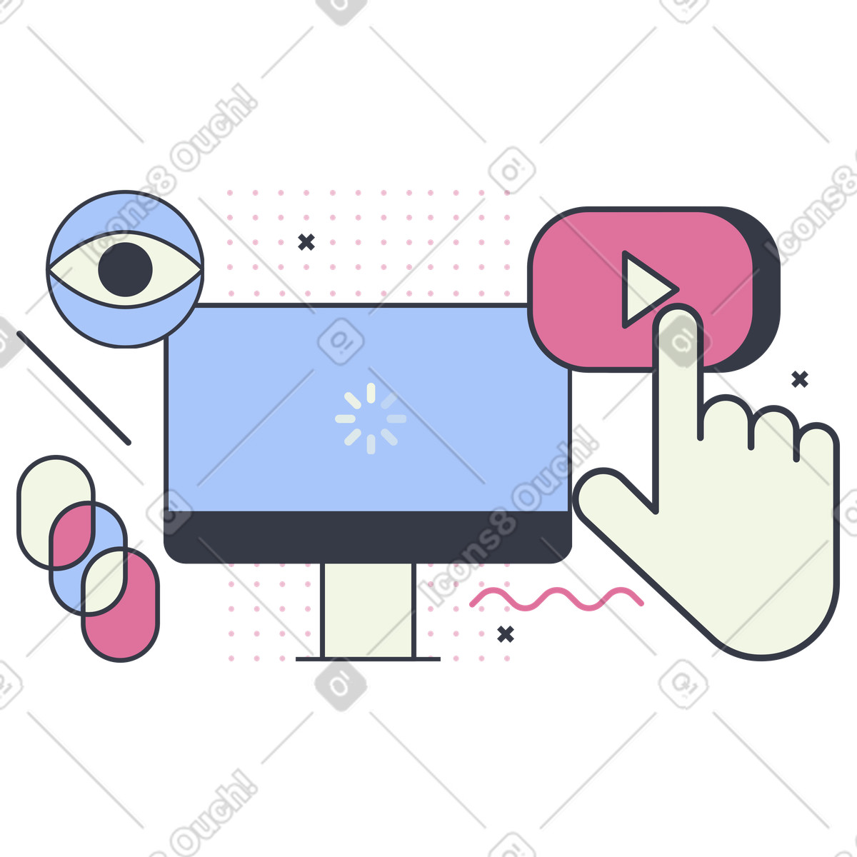 Watching TV and YouTube Videos illustration in Abstract style download in PNG, SVG