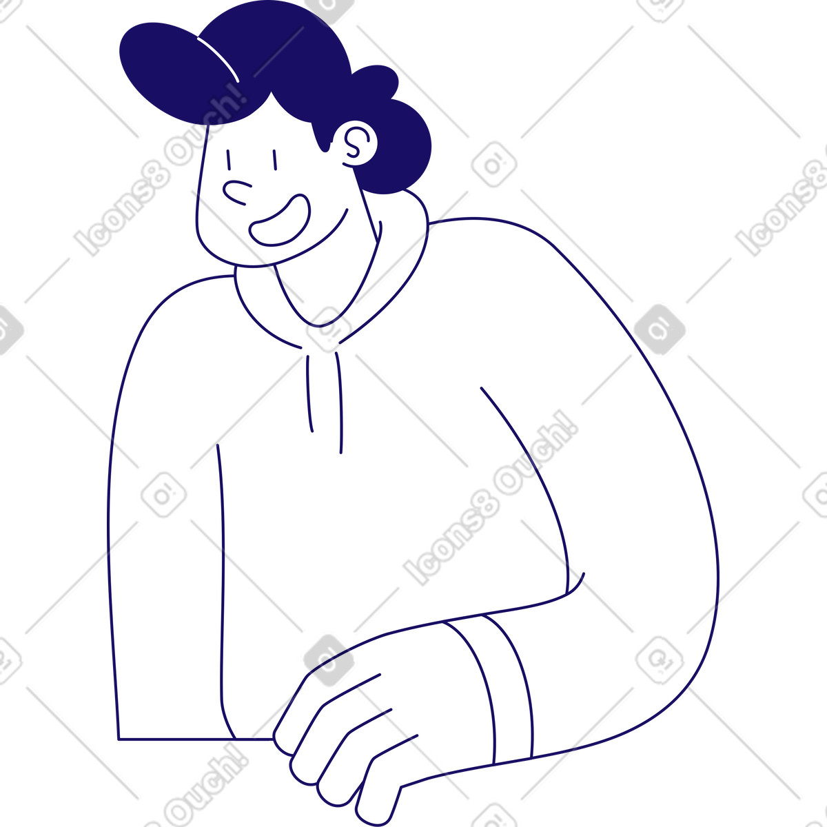 Ilustração de Homem sorrindo e olhando para baixo em no estilo Bendy baixar em PNG, SVG