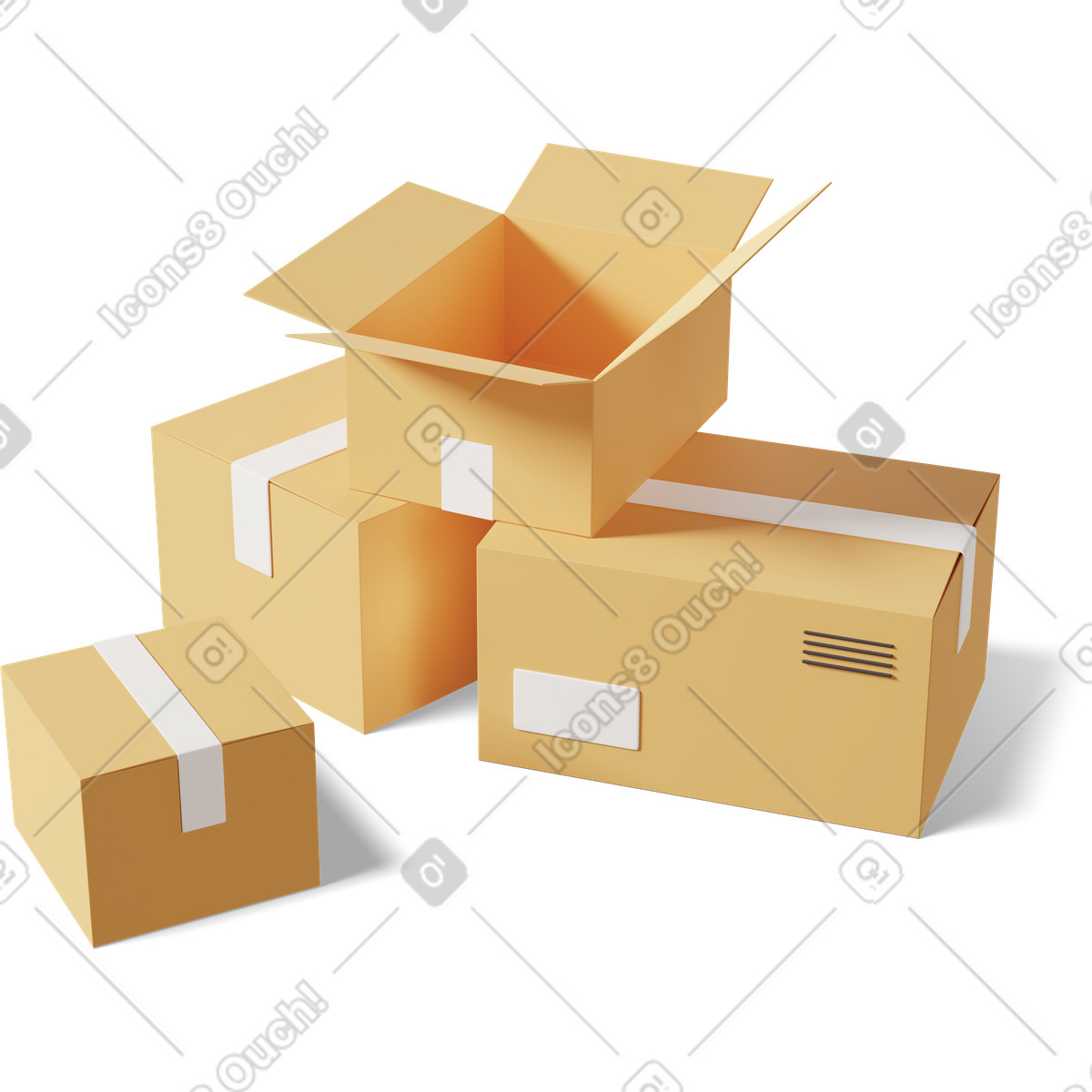 Cardboard boxes-Illustration im 3D Casual life-Stil als Download in PNG, SVG