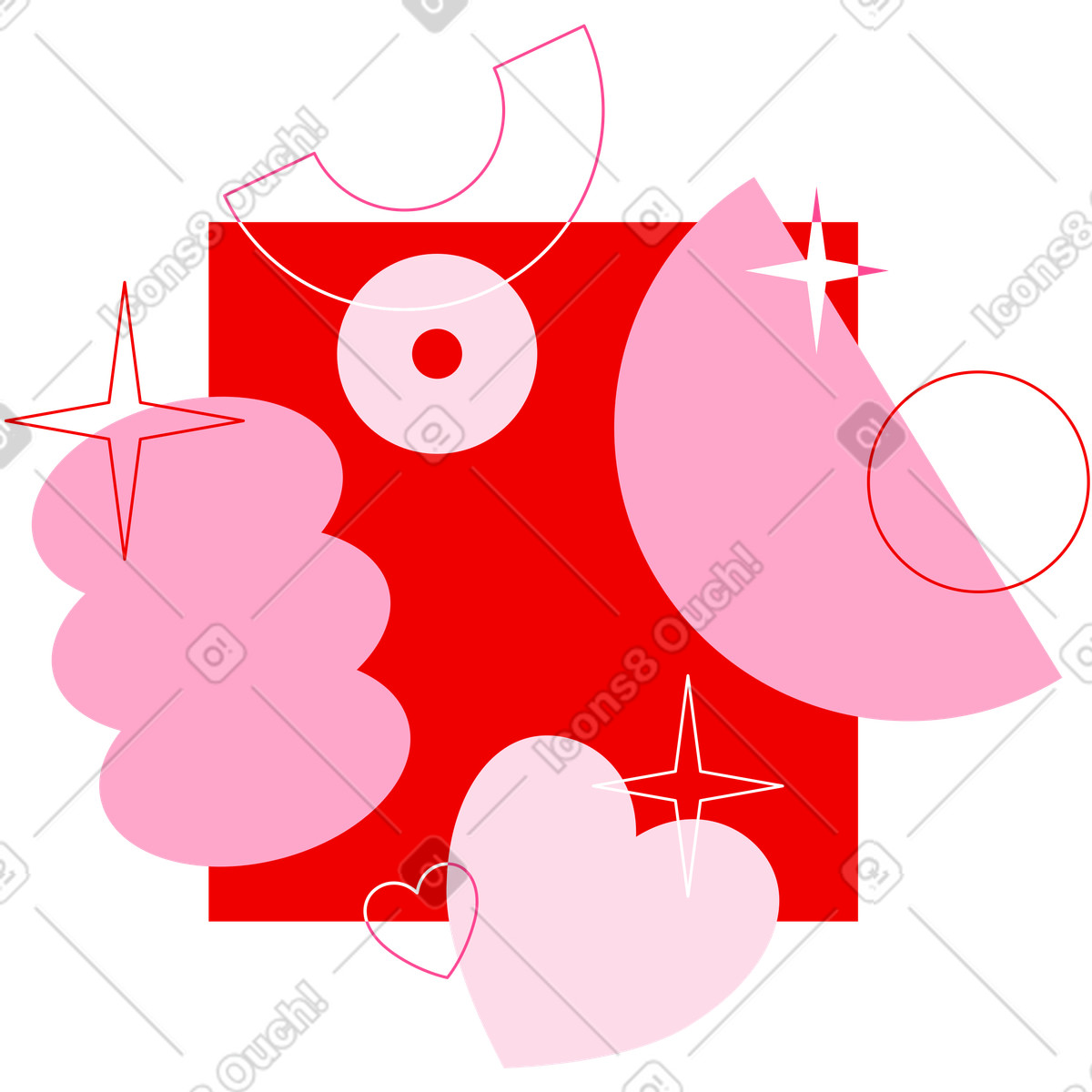 Ilustração de Fundo geométrico abstrato com corações em no estilo Typography para baixar em PNG, SVG