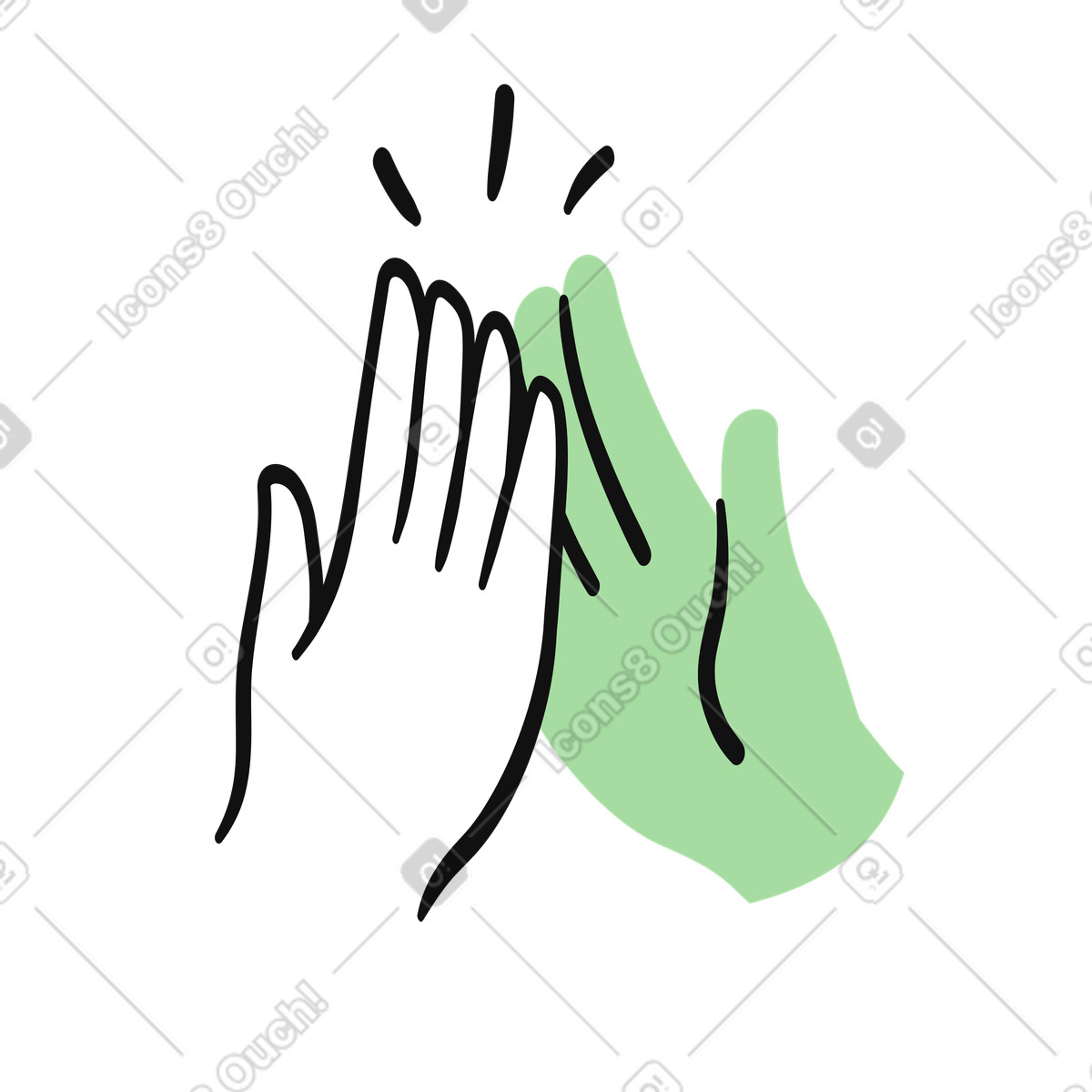 Ilustração de High five hands touching together celebrating success and teamwork em no estilo Organic para baixar em PNG, SVG