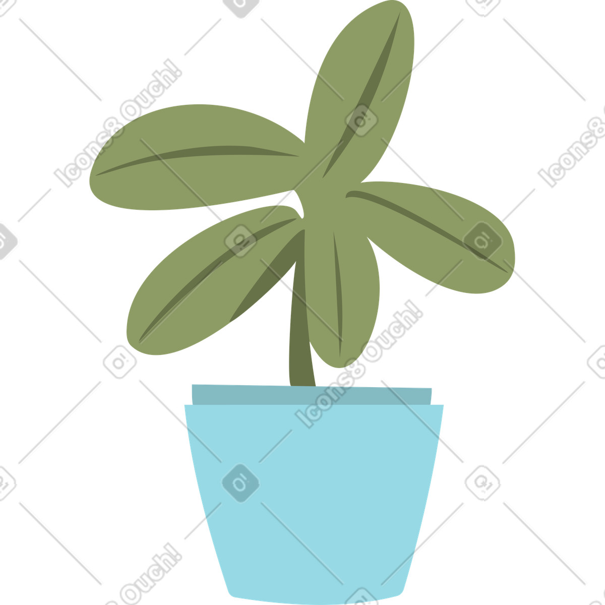 Small palm tree in a blue pot illustrazione stile Lagom scarica PNG, SVG