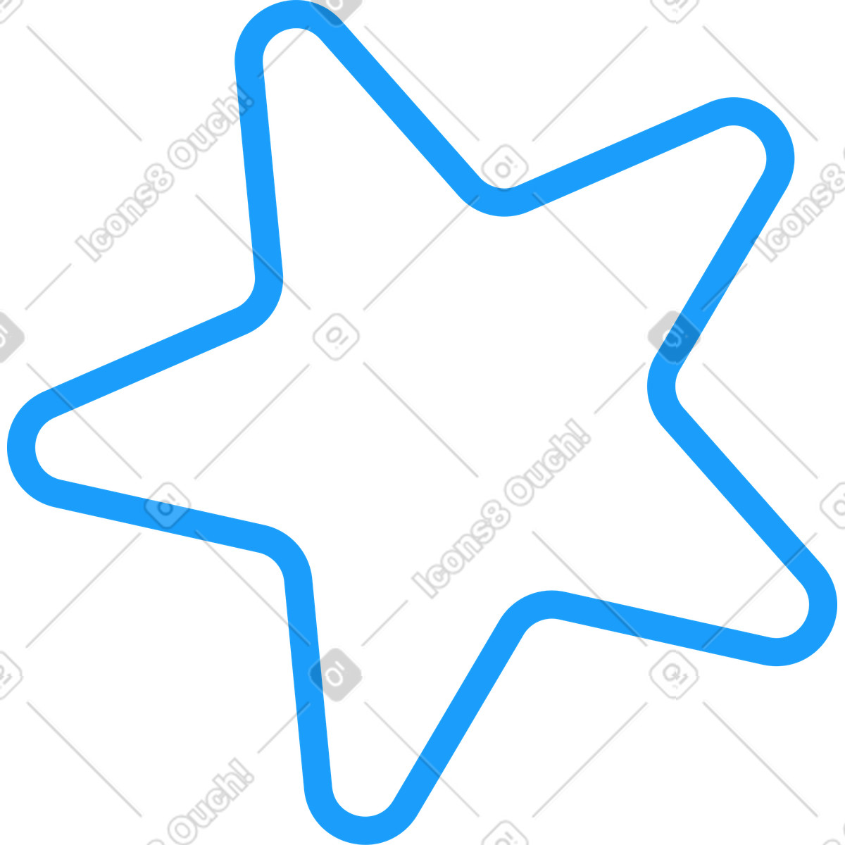 Blue star outline illustration in Kiddo style download in PNG, SVG