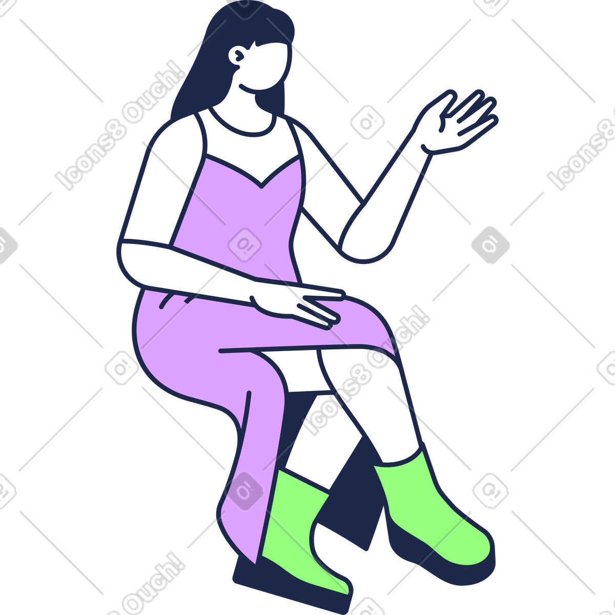 Illustration Femme assise dans le style Outline à télécharger aux formats PNG, SVG