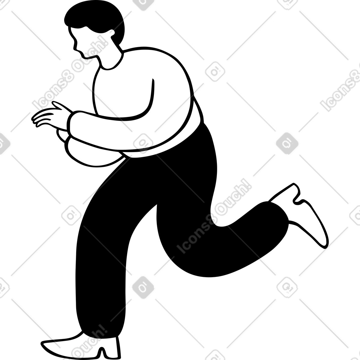Man in black trousers running illustration Journal style download PNG, SVG
