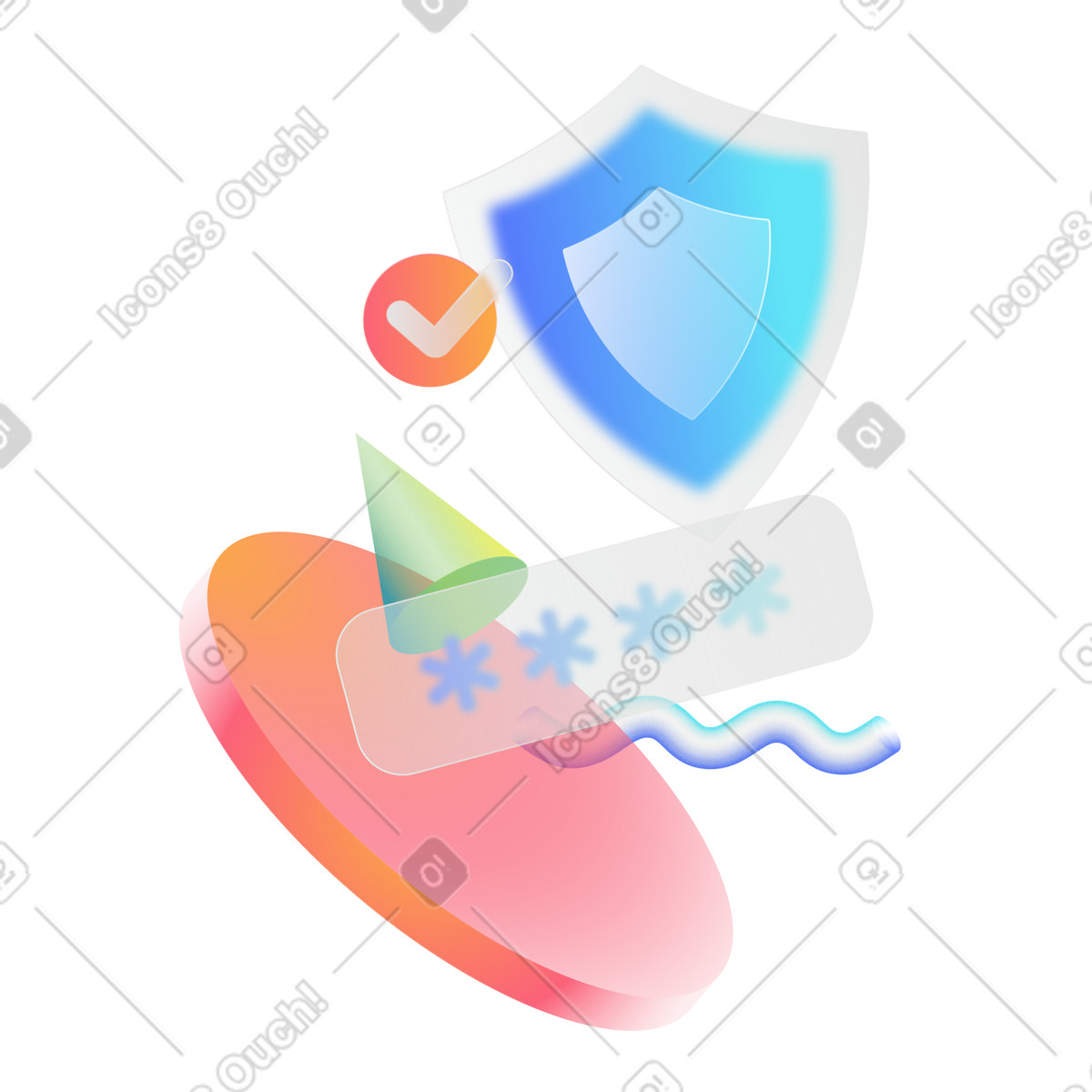 Cyber security-passwort und schild-Illustration im Morphis-Stil als Download in PNG, SVG
