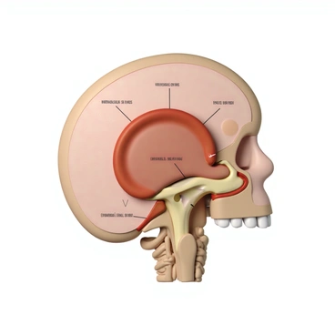 A cross-sectional illustration of the human nasal cavity, showing sinus structures