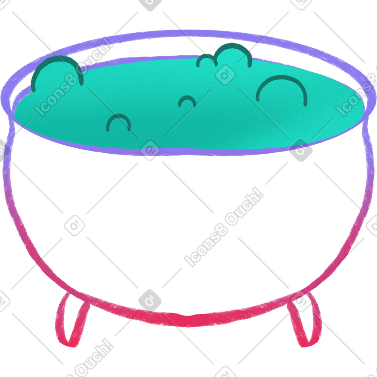 Cauldron with brewing potion illustration in Bonny style download in PNG, SVG