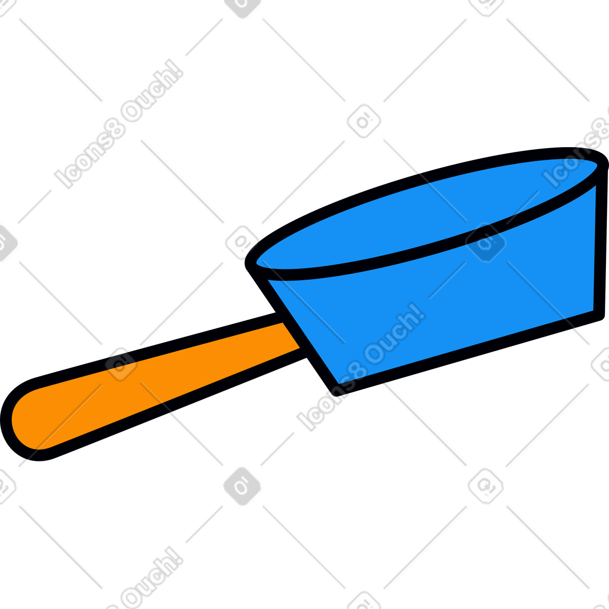 Blue deep frying pan illustration in Droll style download in PNG, SVG