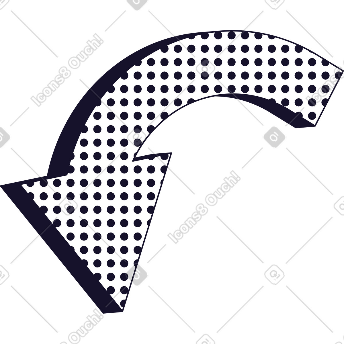 Freccia curva verso il basso illustrazione in stile Node scarica in PNG, SVG