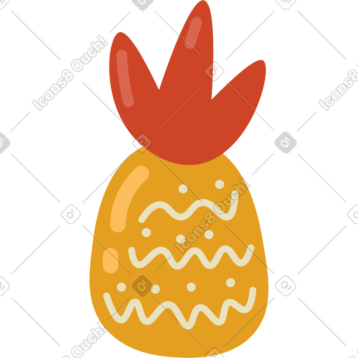 Ananas illustrazione in stile Arabica scarica in PNG, SVG