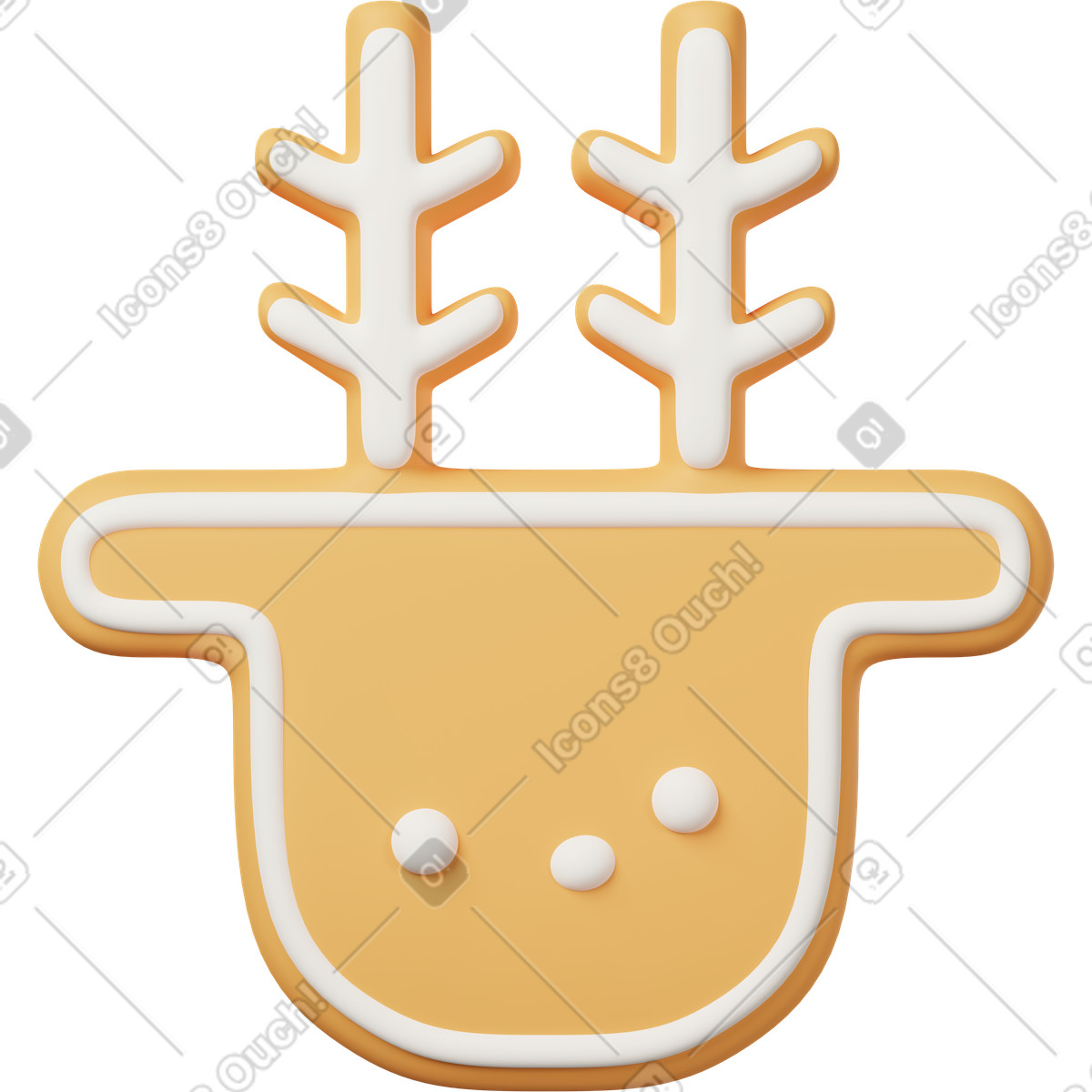 Ilustração de Reindeer cookie with white glaze outline em no estilo 3D Casual life para baixar em PNG, SVG