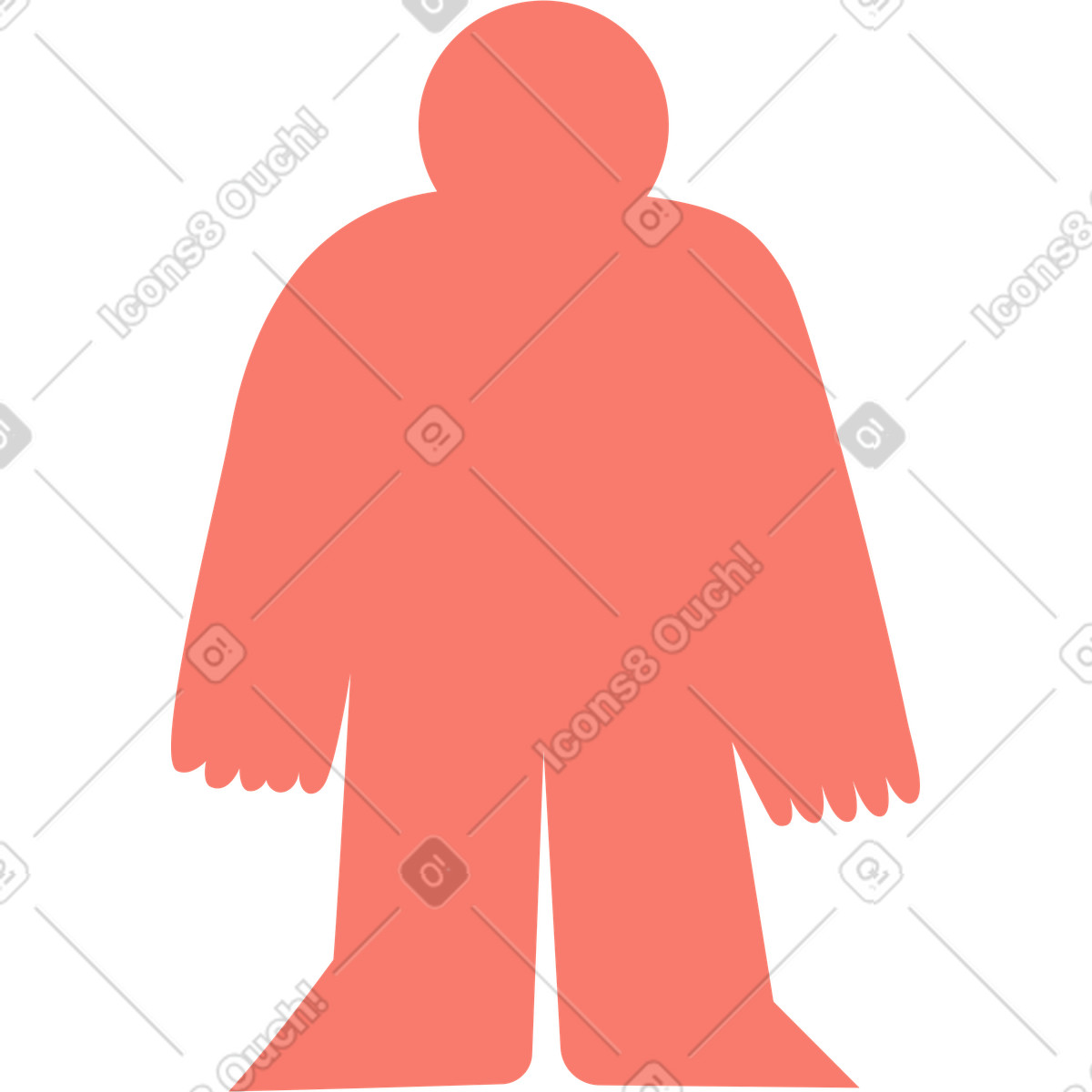 Bold People スタイルの Monster silhouette simple red figure with rounded head and arms のイラストをPNG、SVG形式でダウンロード