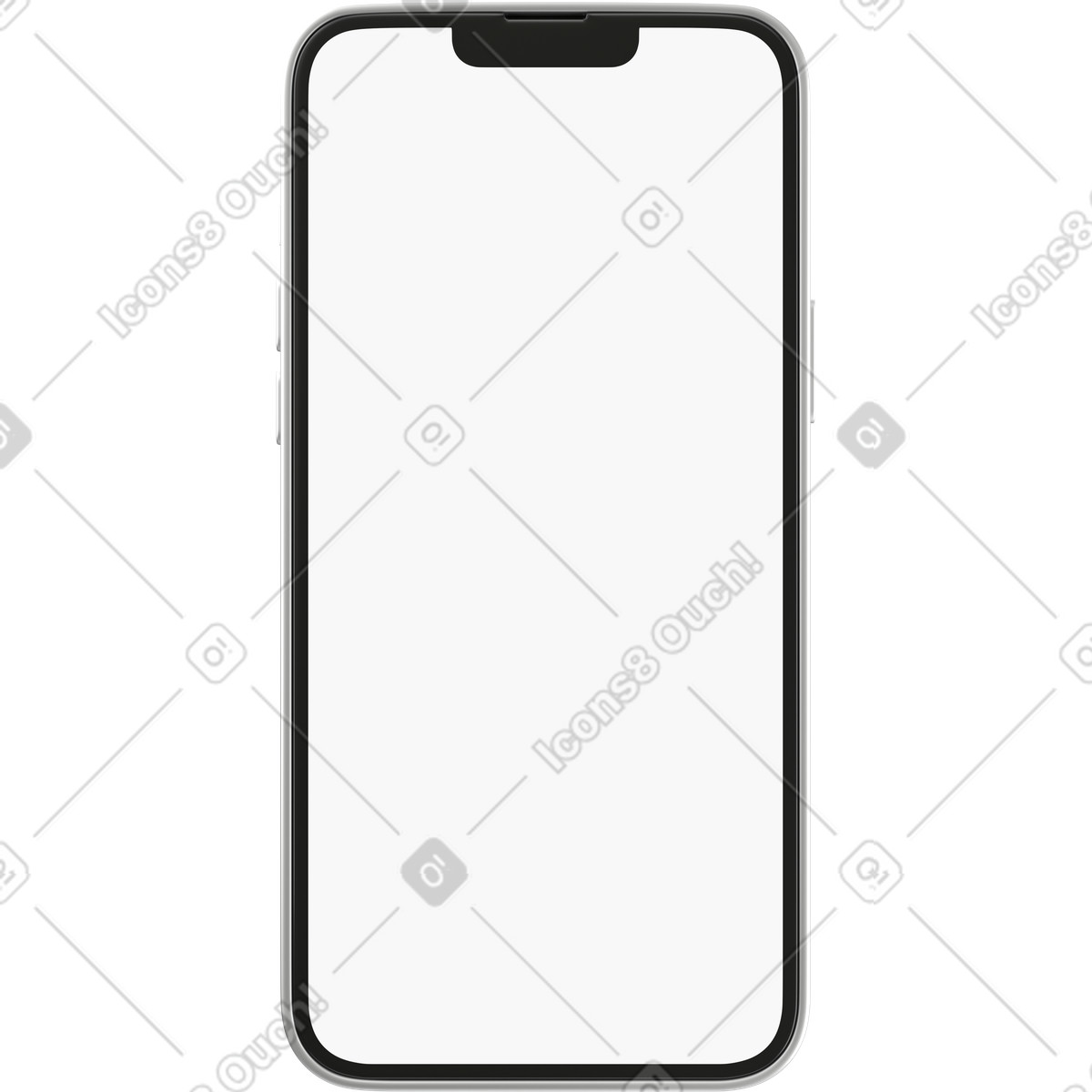 Front view of white phone screen-Illustration im 3D Business-Stil als Download in PNG, SVG
