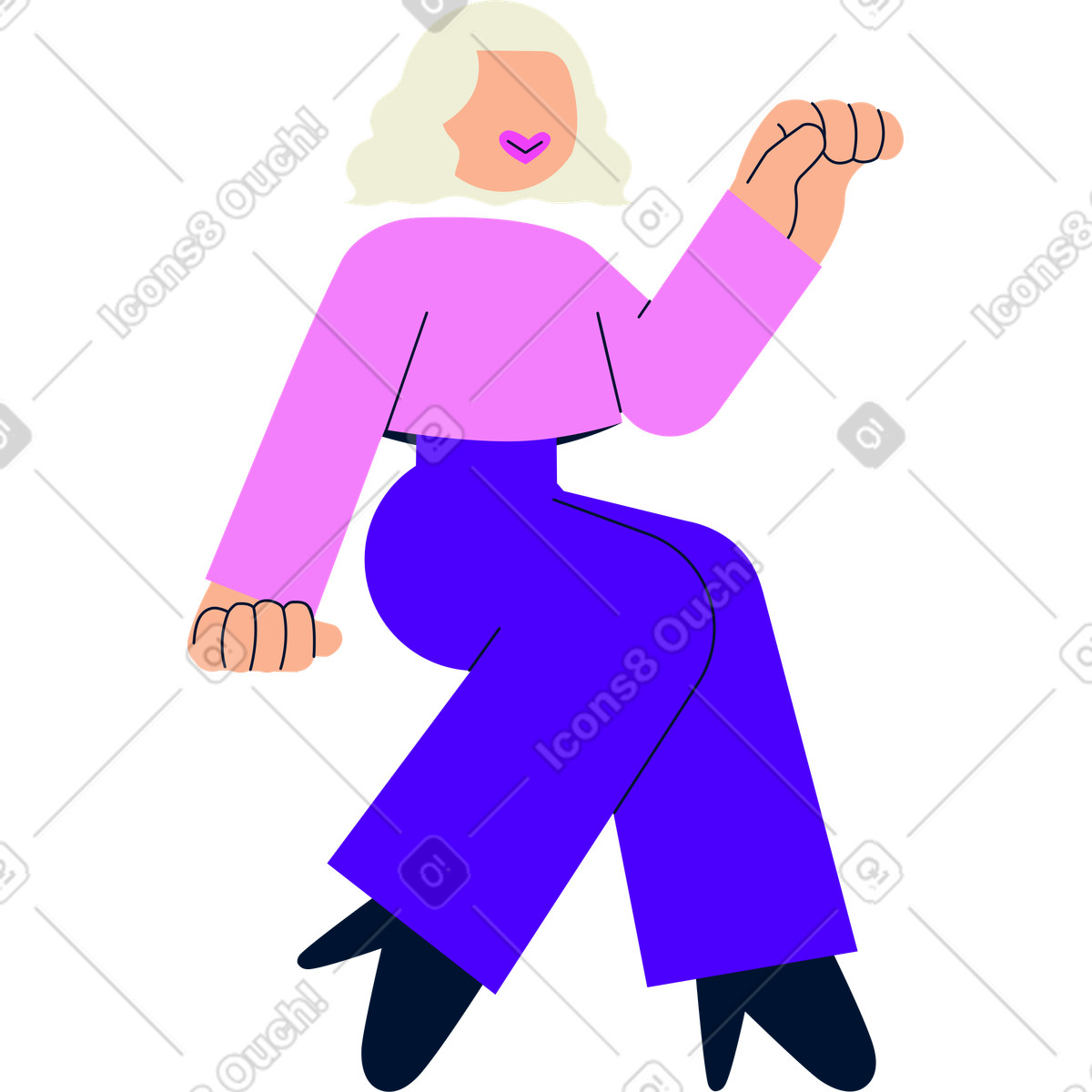 Young woman sitting illustration in Cubes style download in PNG, SVG