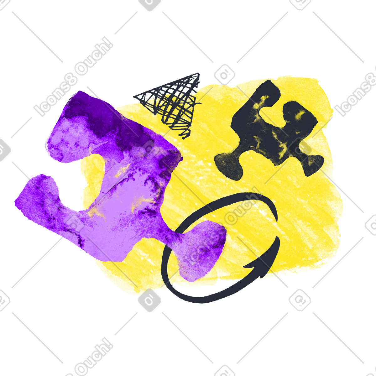 Illustration Pièces de puzzle sur fond abstrait dans le style Inky à télécharger aux formats PNG, SVG