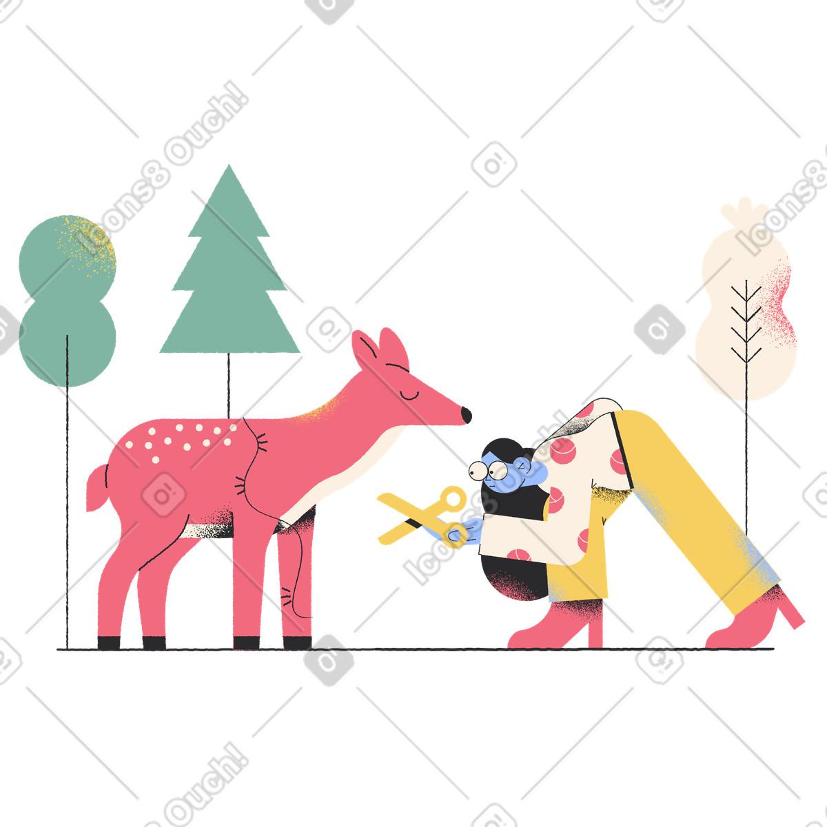 Caring about wildlife illustration in Pablo style download in PNG, SVG