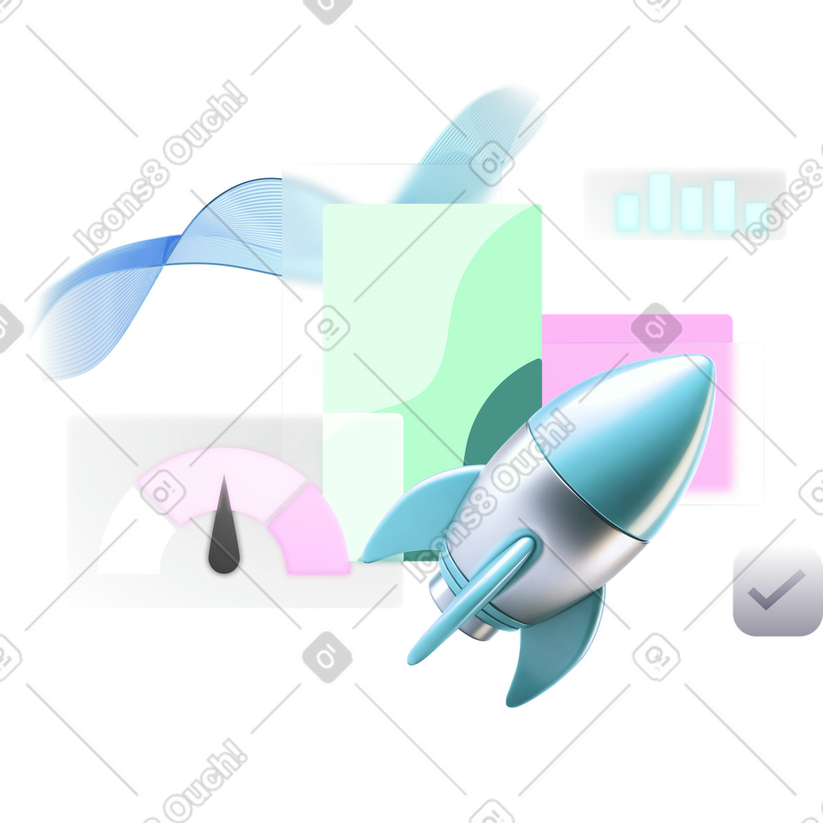 Ilustração de Business startup statistics and insights em no estilo Chromed para baixar em PNG, SVG