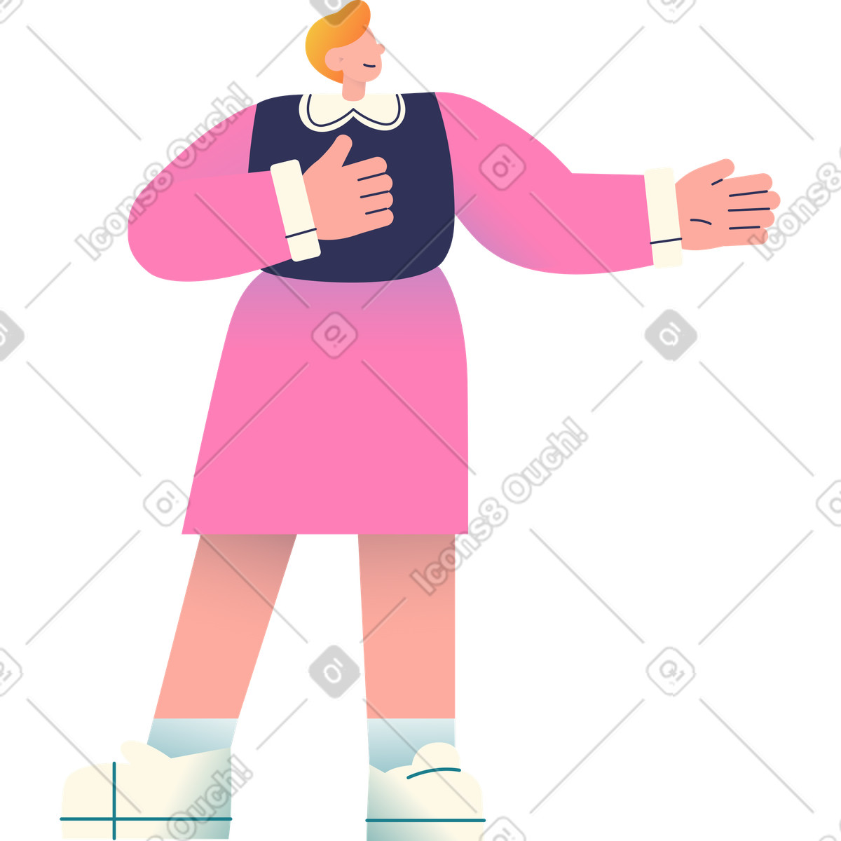 Donna in abito rosa illustrazione stile Beam scarica PNG, SVG