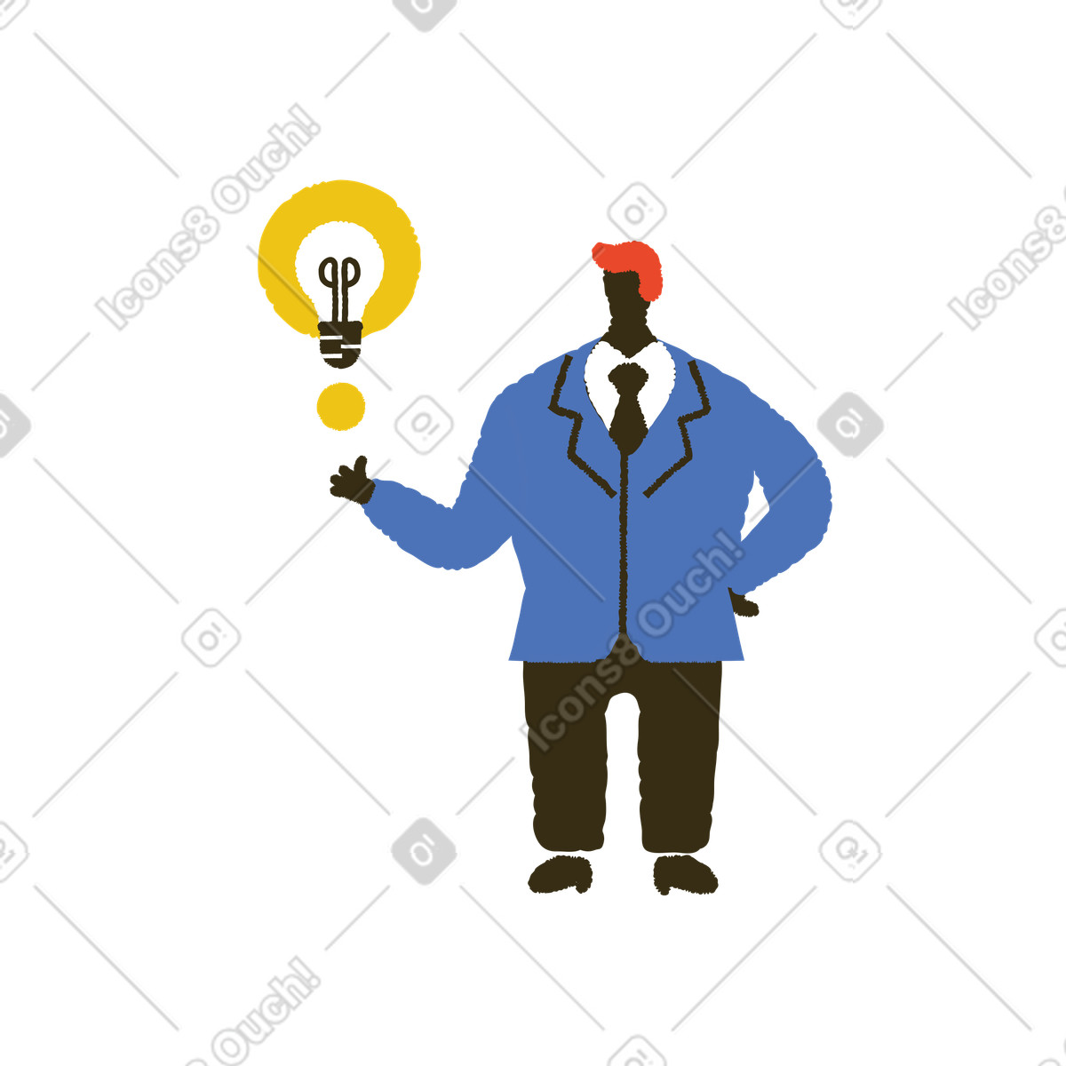 Un uomo d'affari che ha una nuova idea illustrazione in stile Bermuda scarica in PNG, SVG
